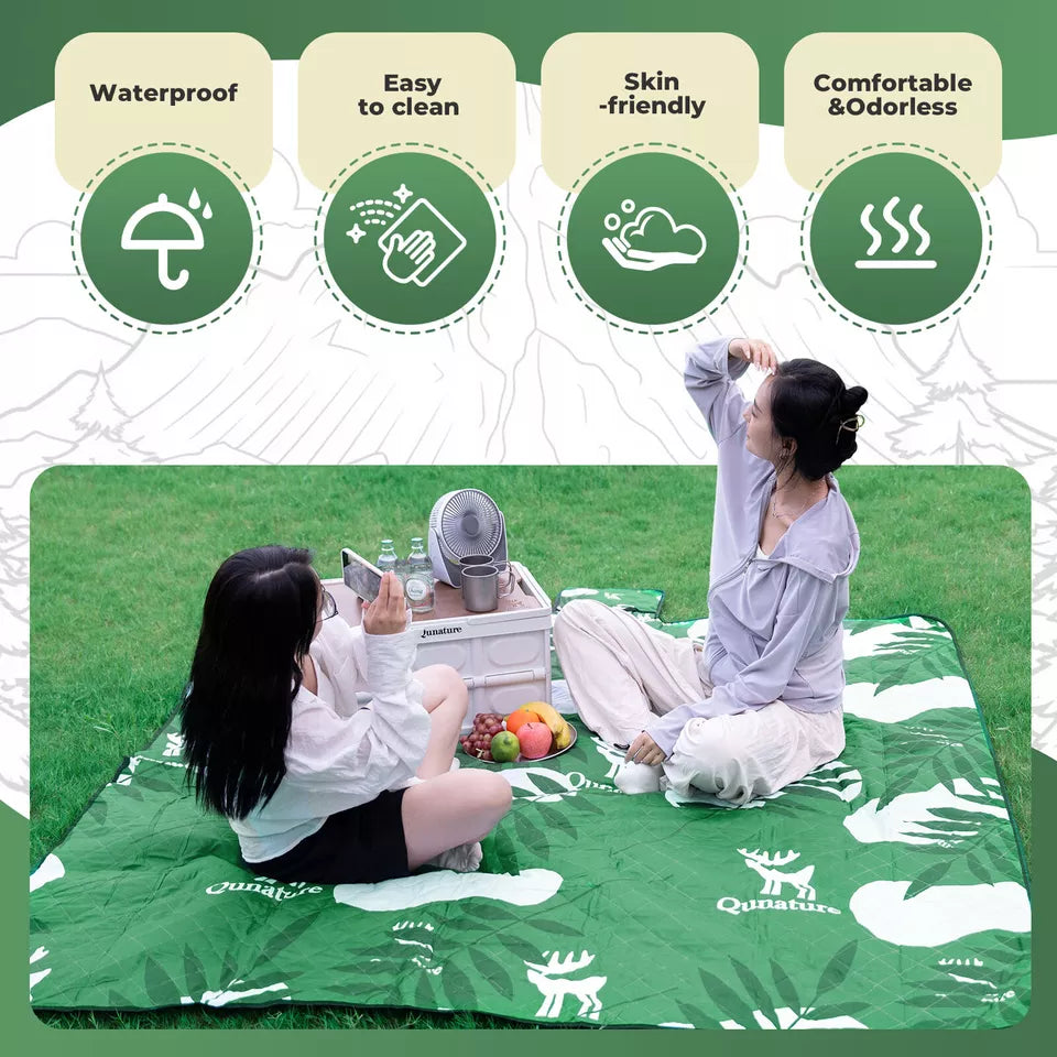 Qunature Picnic-tæppe 200x200 cm Campingtæppe Picnicmåtte udendørs Vandtæt
