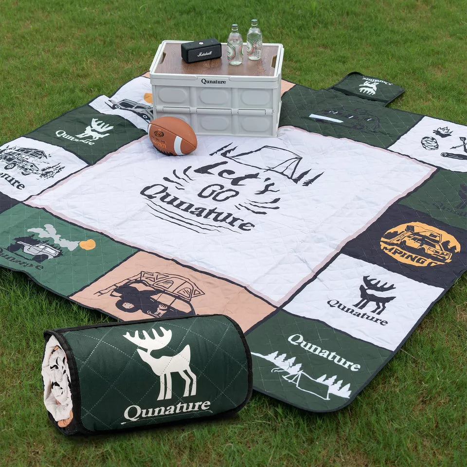 Qunature Picnic-tæppe 200x200 cm Campingtæppe Picnicmåtte udendørs Vandtæt