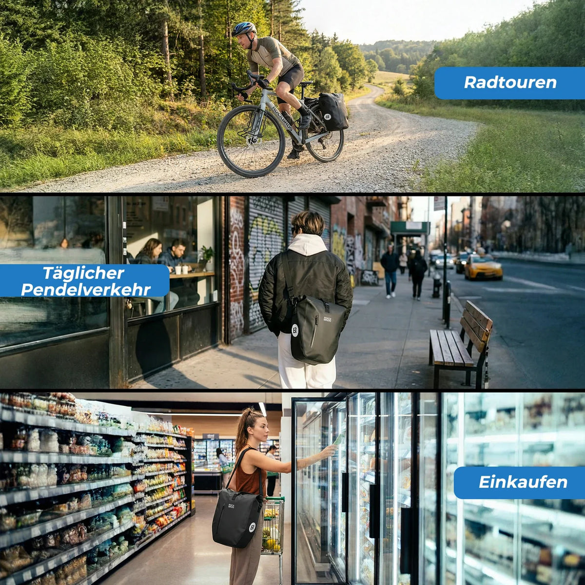 ROCKBROS 15L-20L Cykel bagagebærertaske 3-i-1