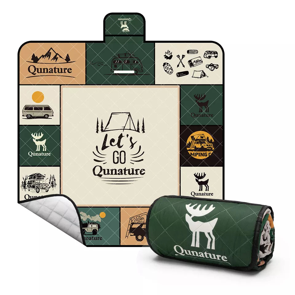Qunature Picnic-tæppe 200x200 cm Campingtæppe Picnicmåtte udendørs Vandtæt