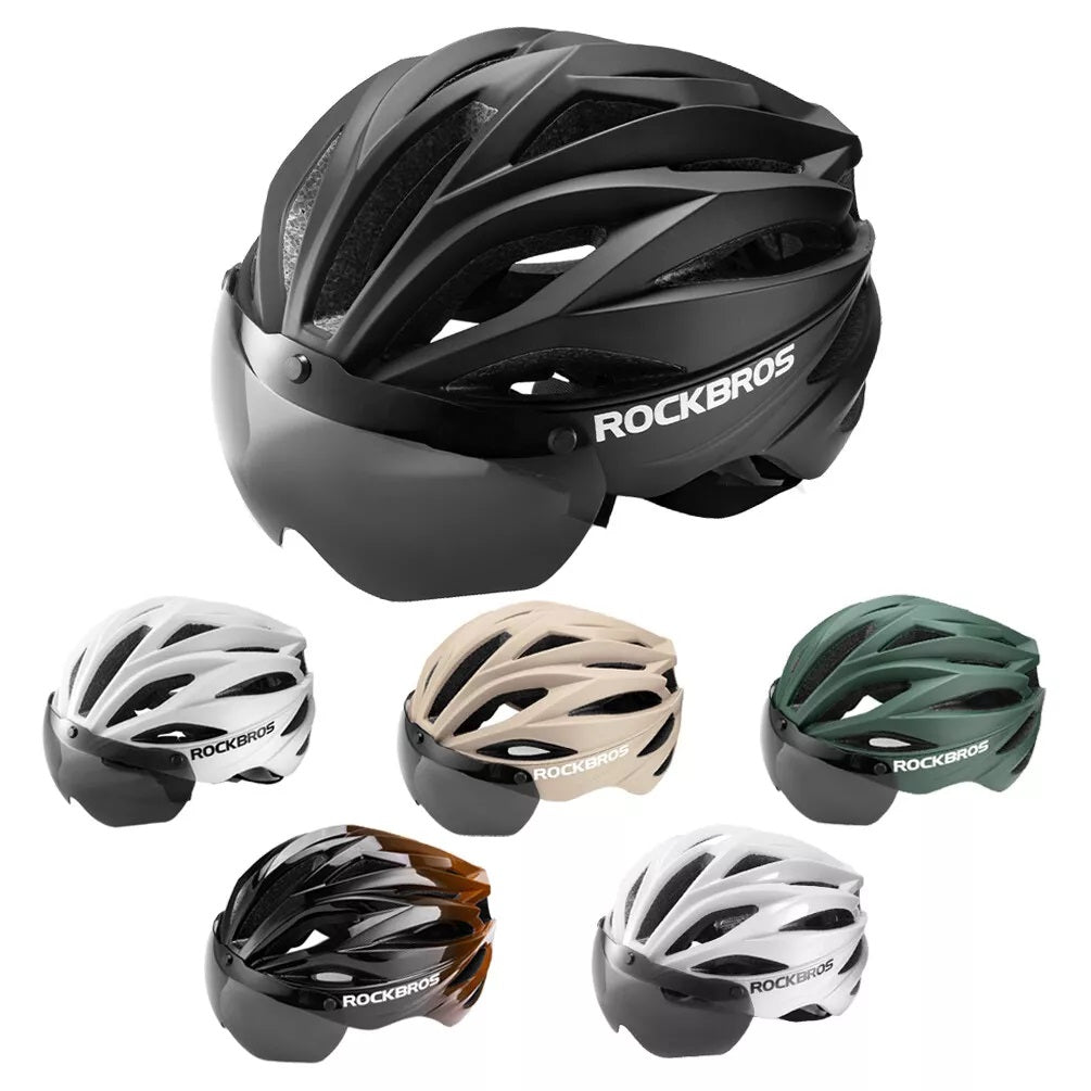 ROCKBROS voksen cykelhjelm med visir Magnetisk aftagelig åndbar justerbar til mænd og kvinder 58-62 cm