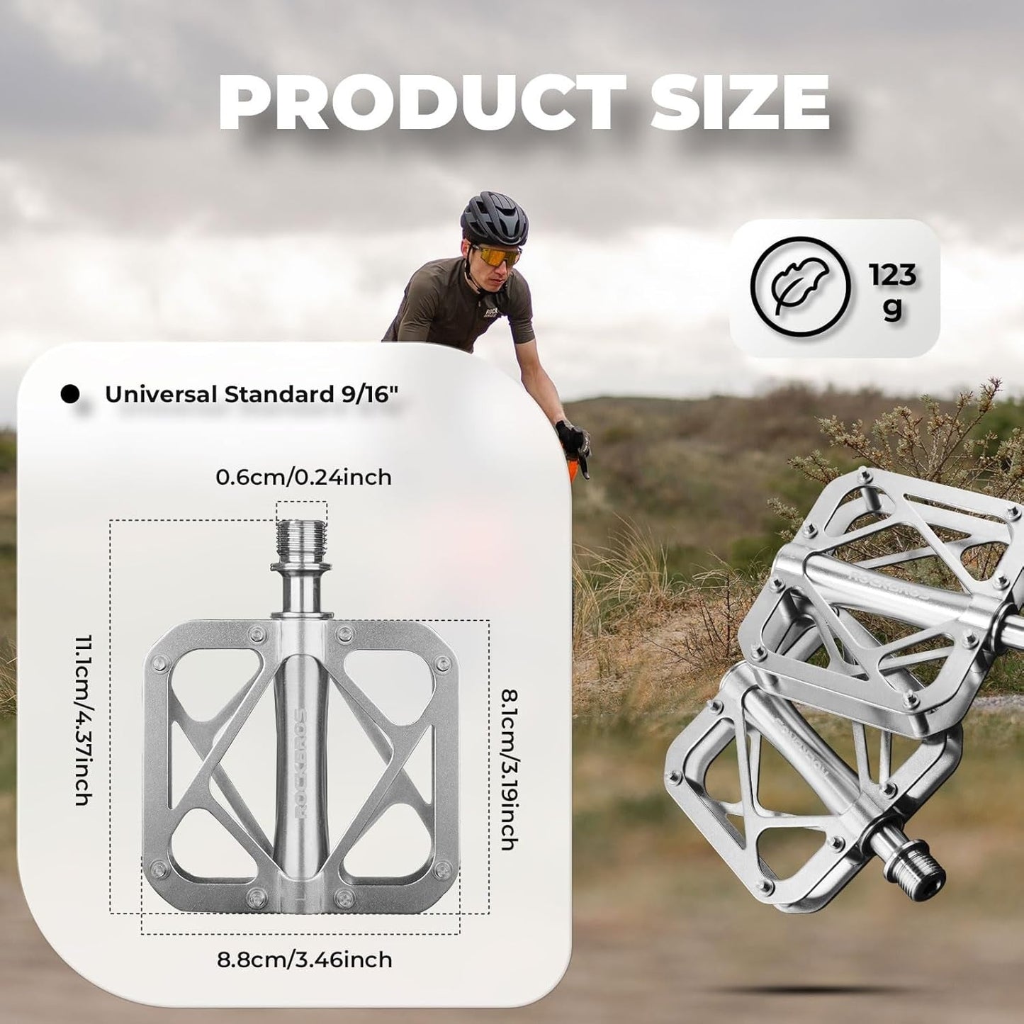 ROCKBROS cykelpedaler mountainbike lavet af titanium legering 3 lejer MTB pedaler platform til MTB 250g lys