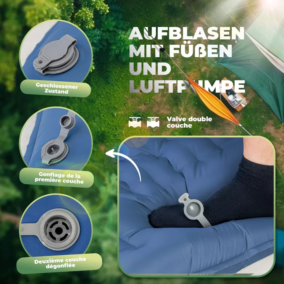 QUANATURE oppustelig liggeunderlag 197*71 cm luftseng 2 Farve
