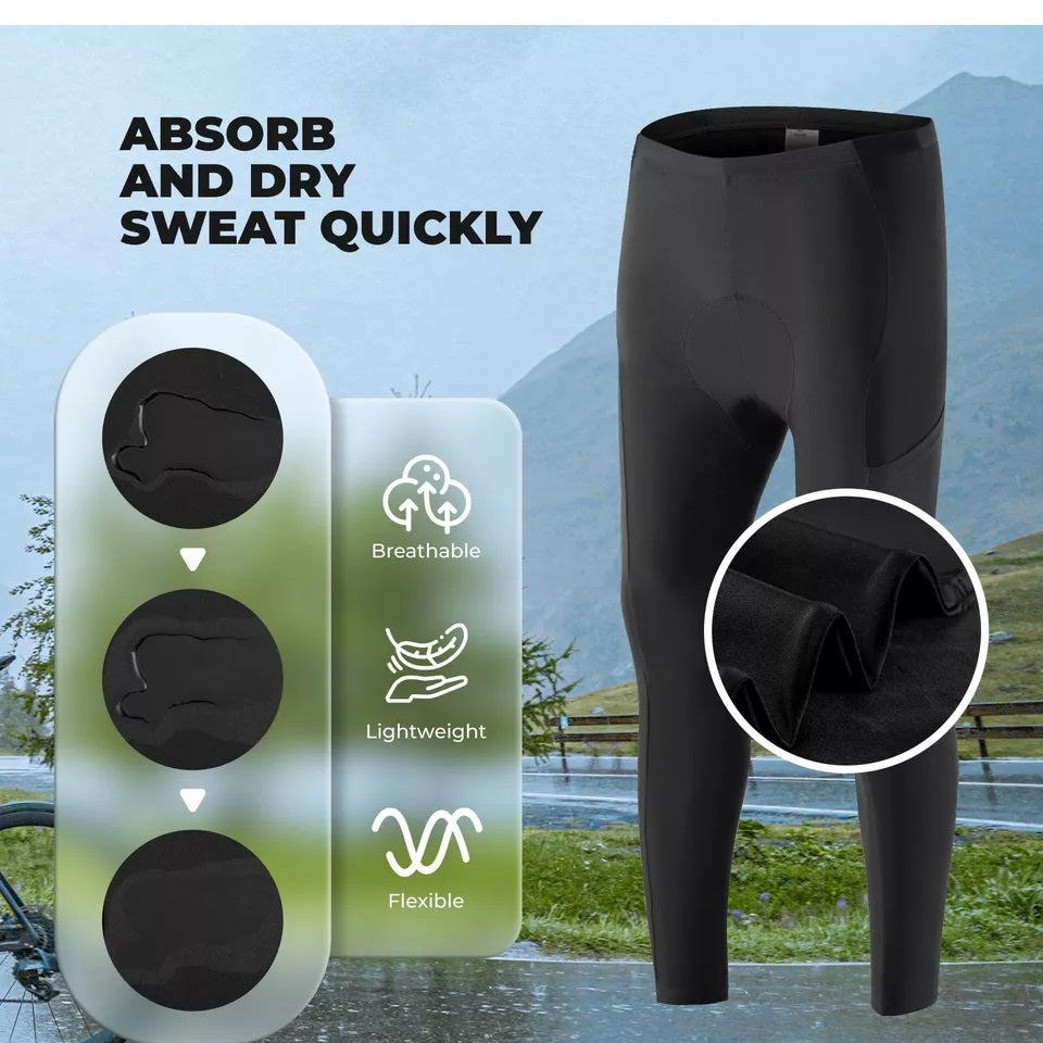 ROCKBROS cykelbukser til mænd, lange kompressionscykelbukser med lommer, polstrede leggings, elastiske, åndbare cykelbukser med sædepolstring til efterår/forår