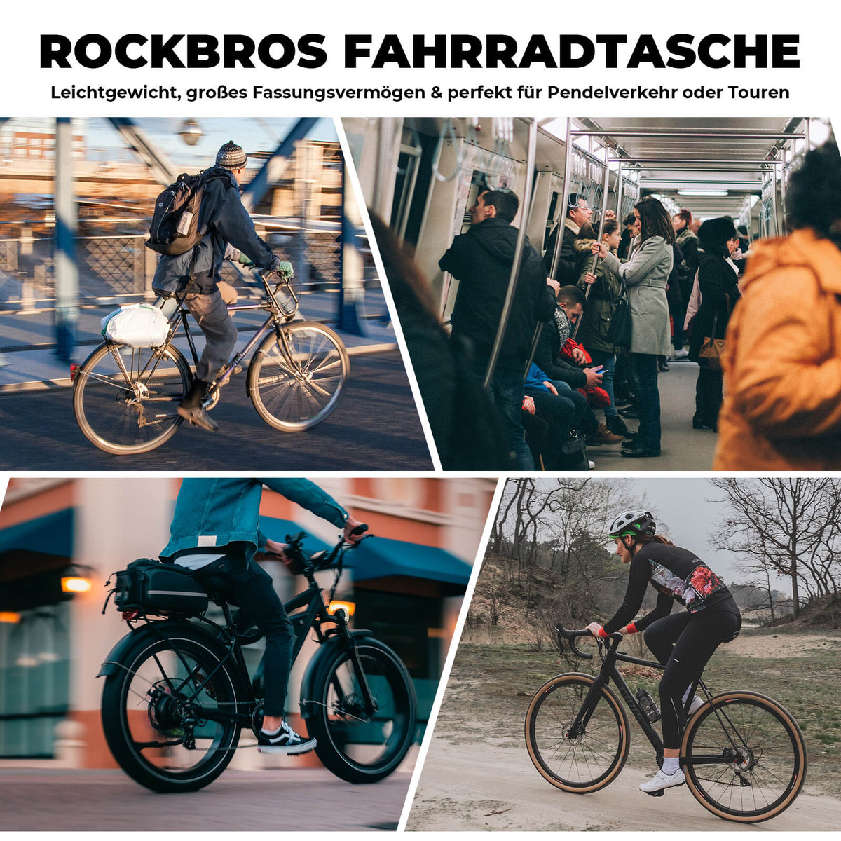 ROCKBROS Sammenklappelig ét-delsv cykelbagagebærertaske til bagagebæreren