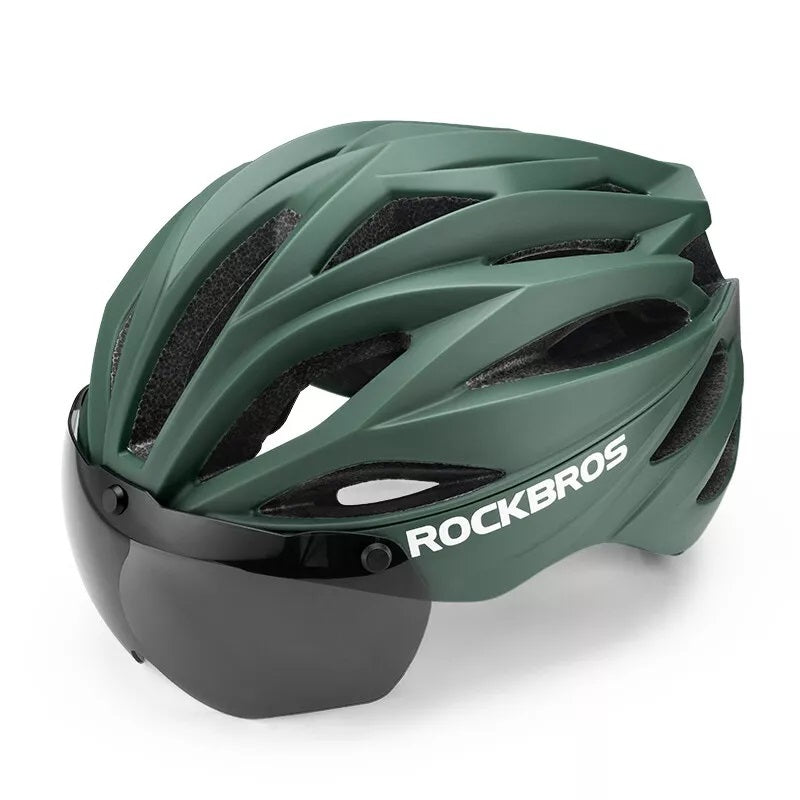 ROCKBROS voksen cykelhjelm med visir Magnetisk aftagelig åndbar justerbar til mænd og kvinder 58-62 cm