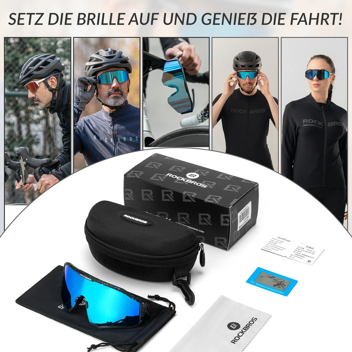 ROCKBROS Polariseret cykelbrille med justerbare stænger