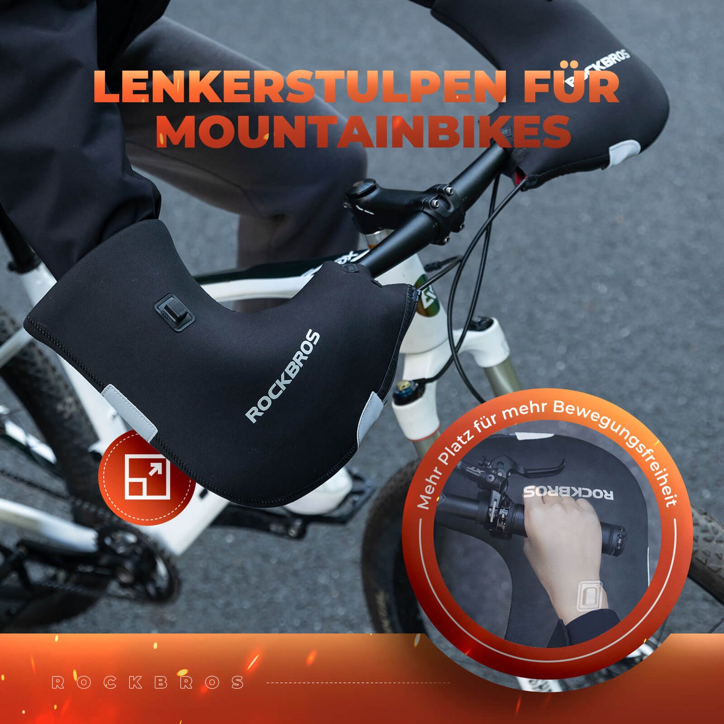 Opvarmede, vandafvisende cykelhåndtag - genopladelige ROCKBROS