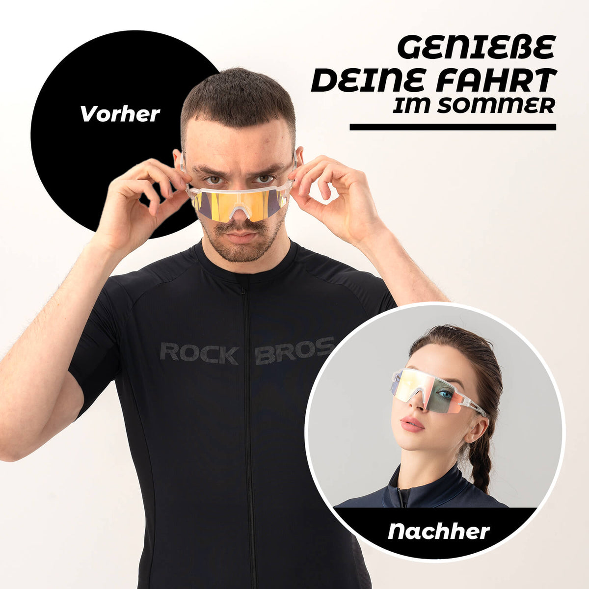 ROCKBROS Cykelbrille Fotokromatiske Solbriller UV400-beskyttelse