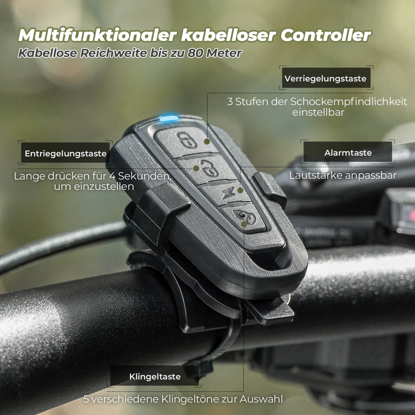 Trådløs elektrisk cykelklokke med advarselssirene, IPX5, ROCKBROS