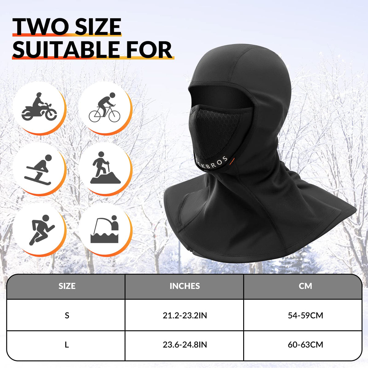 ROCKBROS Stormhætte Vinter Balaclava 54-63cm