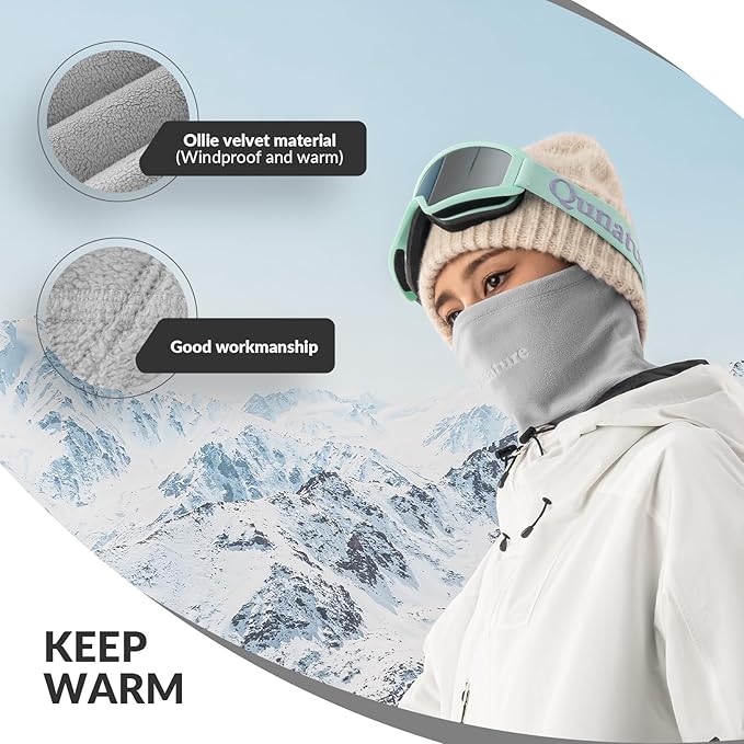 Qunature Winter Neck Warmer Ski Tube Tørklæde Fleece Tykt Vindtæt åndbart termisk halstørklæde Damer & mænd til udendørs sport Skiløb Løb Cykling Snowboarding