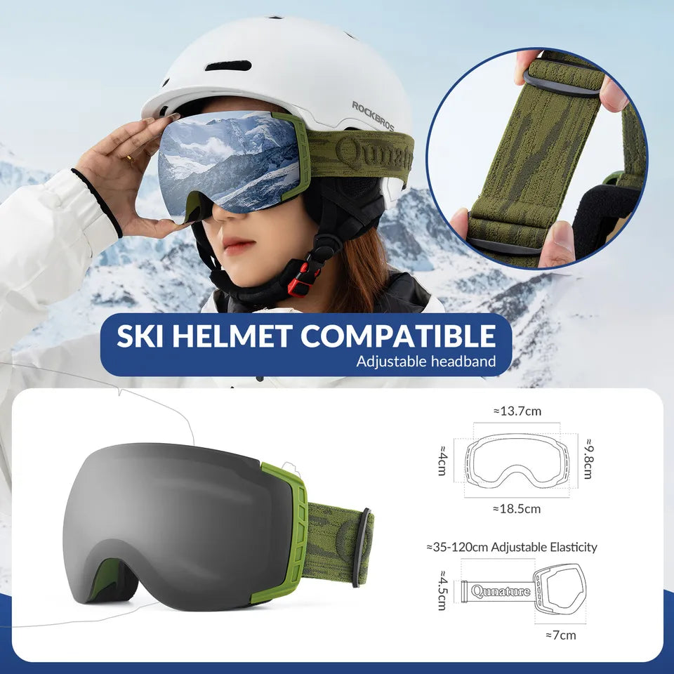 Qunature skibriller, snowboardbriller, anti-dug UV400 kvinder/mænd til brillebrugere