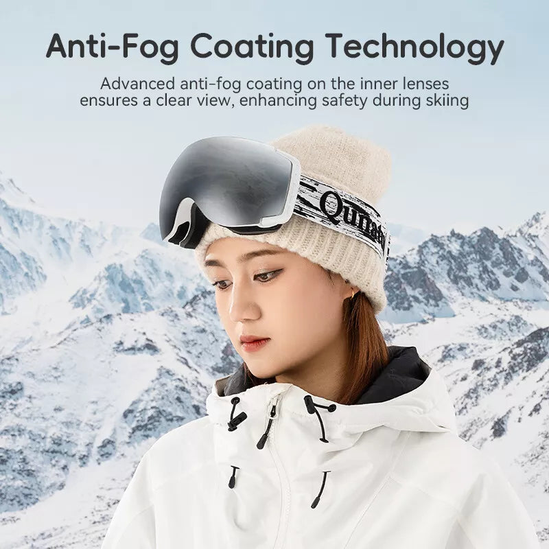Qunature skibriller, snowboardbriller, anti-dug UV400 kvinder/mænd til brillebrugere