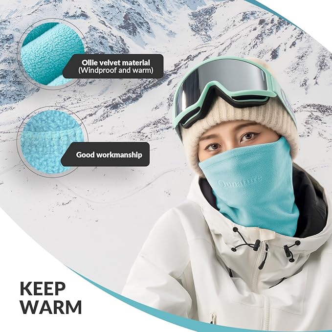 Qunature Winter Neck Warmer Ski Tube Tørklæde Fleece Tykt Vindtæt åndbart termisk halstørklæde Damer & mænd til udendørs sport Skiløb Løb Cykling Snowboarding