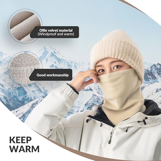 Qunature Winter Neck Warmer Ski Tube Tørklæde Fleece Tykt Vindtæt åndbart termisk halstørklæde Damer & mænd til udendørs sport Skiløb Løb Cykling Snowboarding