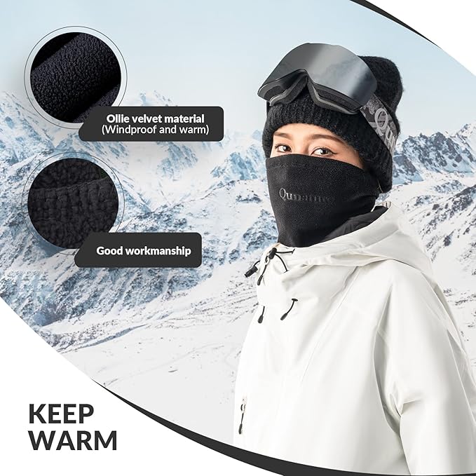 Qunature Winter Neck Warmer Ski Tube Tørklæde Fleece Tykt Vindtæt åndbart termisk halstørklæde Damer & mænd til udendørs sport Skiløb Løb Cykling Snowboarding