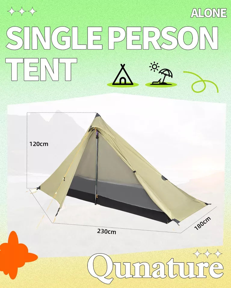 Qunature Trekking Telt 1-mandstelt Ultralet campingtelt Vandtæt 230*180 cm