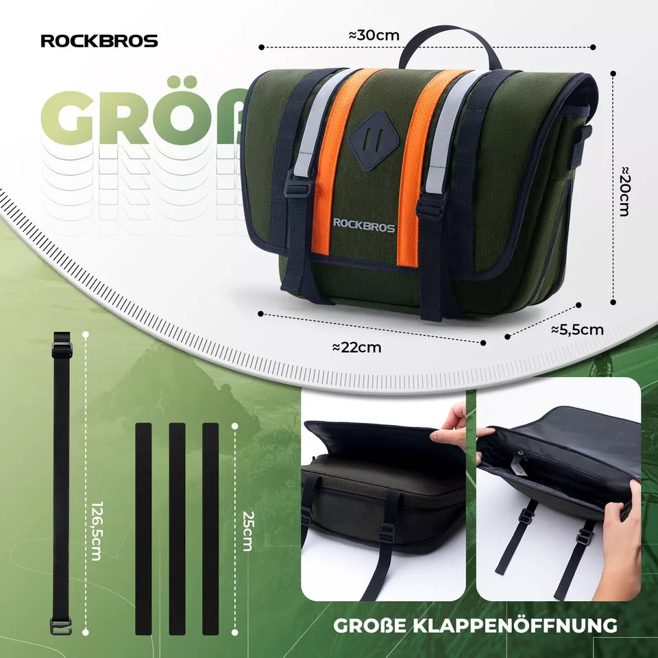 ROCKBROS 2.5L-4L styrtaske foran cykeltaske tværtaske med skulderrem grøn