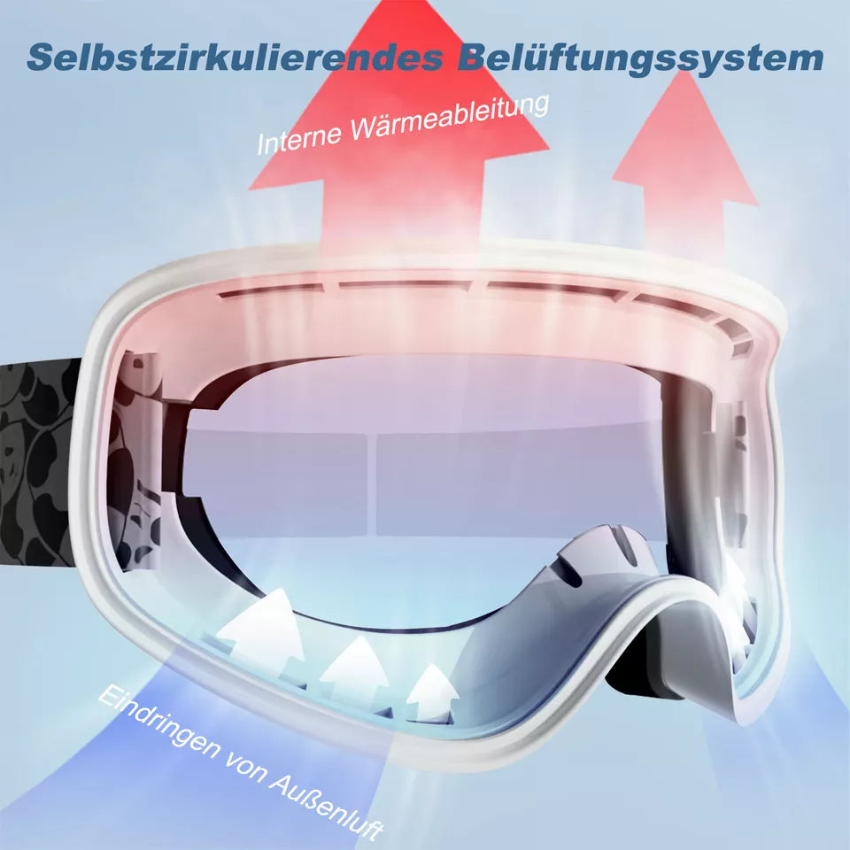 Qunature skibriller, snowboardbriller til børn og voksne, der bruger briller, anti-dug