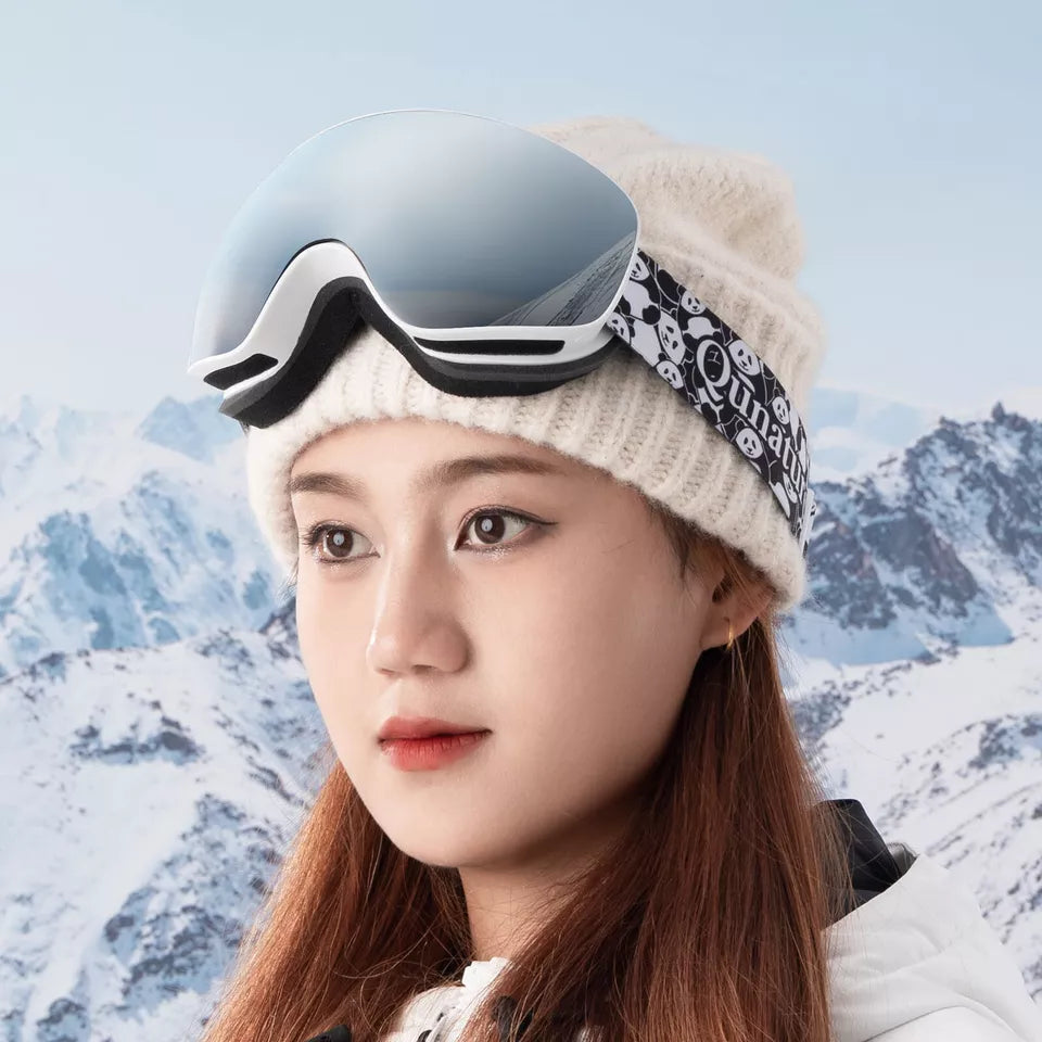 Qunature skibriller, snowboardbriller til børn og voksne, der bruger briller, anti-dug