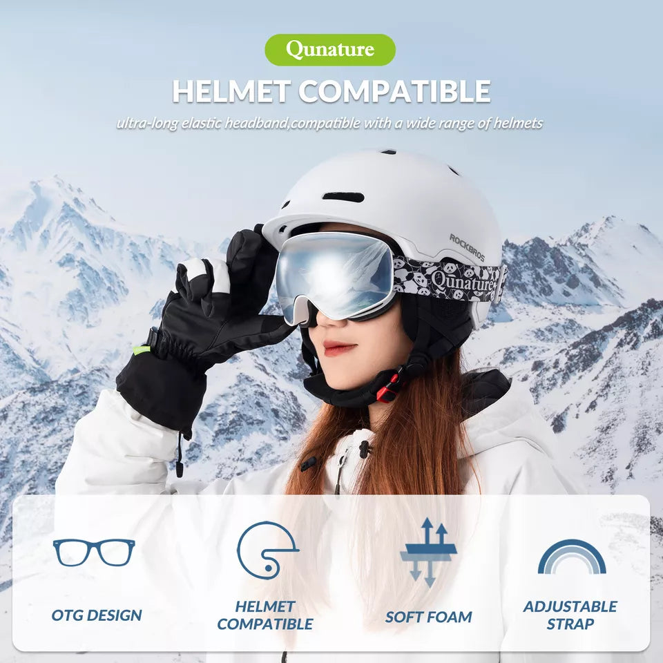 Qunature skibriller, snowboardbriller til børn og voksne, der bruger briller, anti-dug