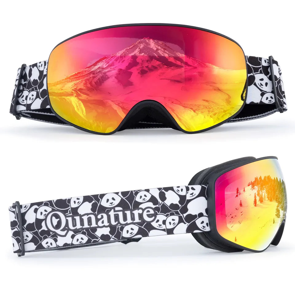 Qunature skibriller, snowboardbriller til børn og voksne, der bruger briller, anti-dug