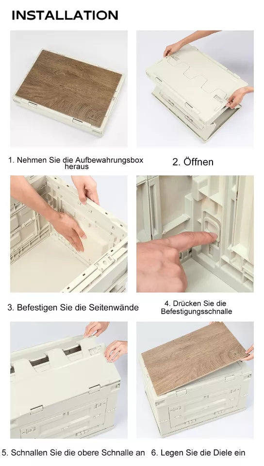 Qunature Camping Box Sammenfoldelig Organizer Camping Box Opbevaringsboks 26/55/60L