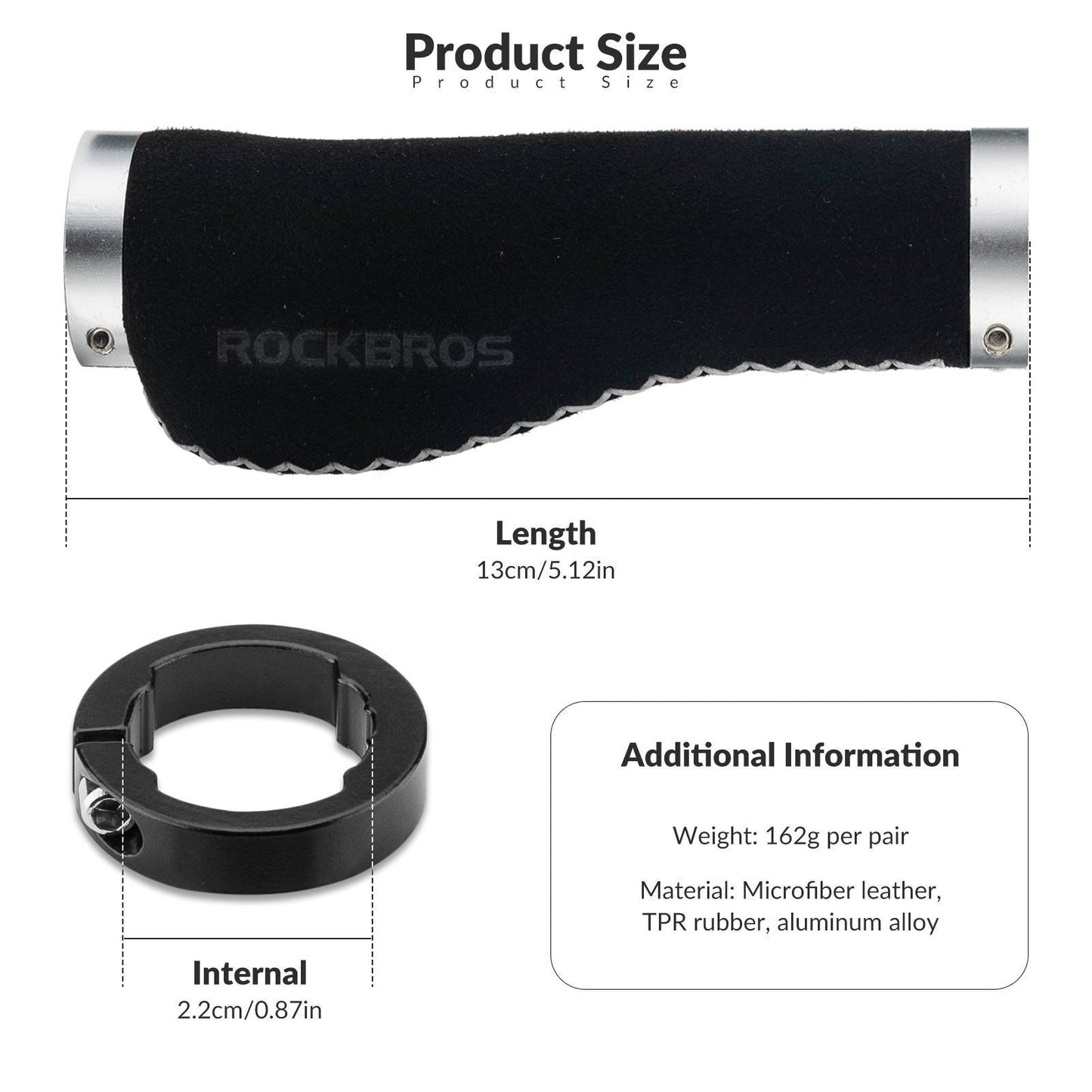Cykellædergreb til styr med en diameter på 22,2 mm, ROCKBROS