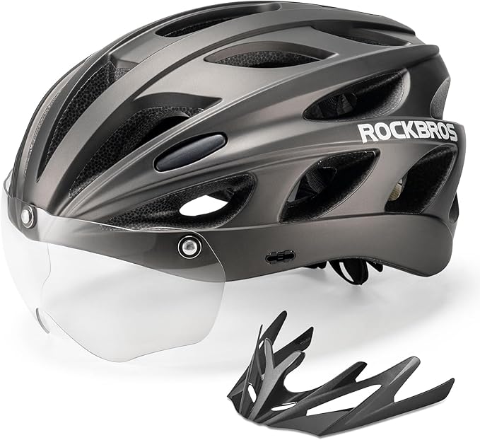 ROCKBROS Cykelhjelm med integreret aftagelige magnetbriller & visor