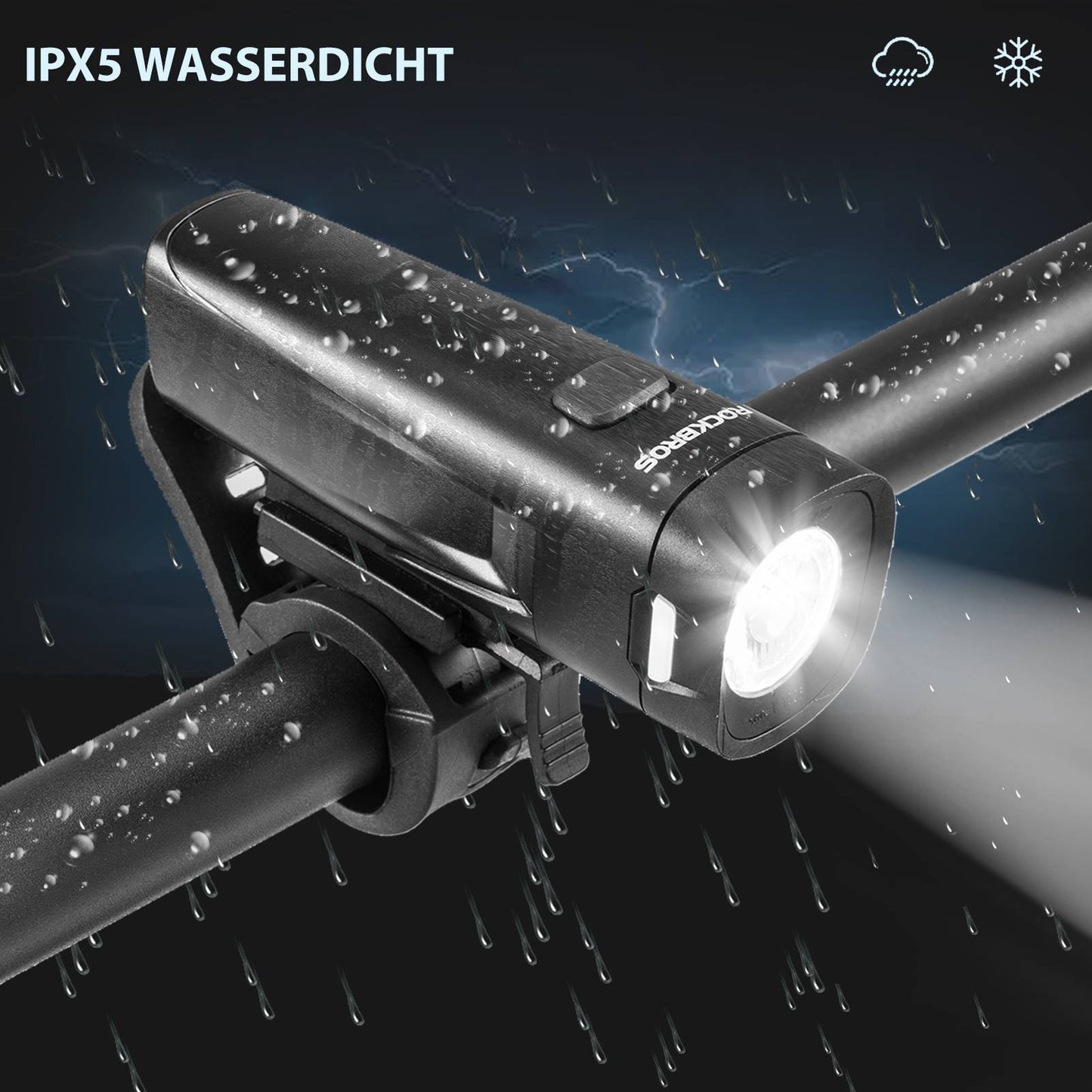 Cykellygtesæt, cykellygte inklusive bag- og forlygte, ROCKBROS