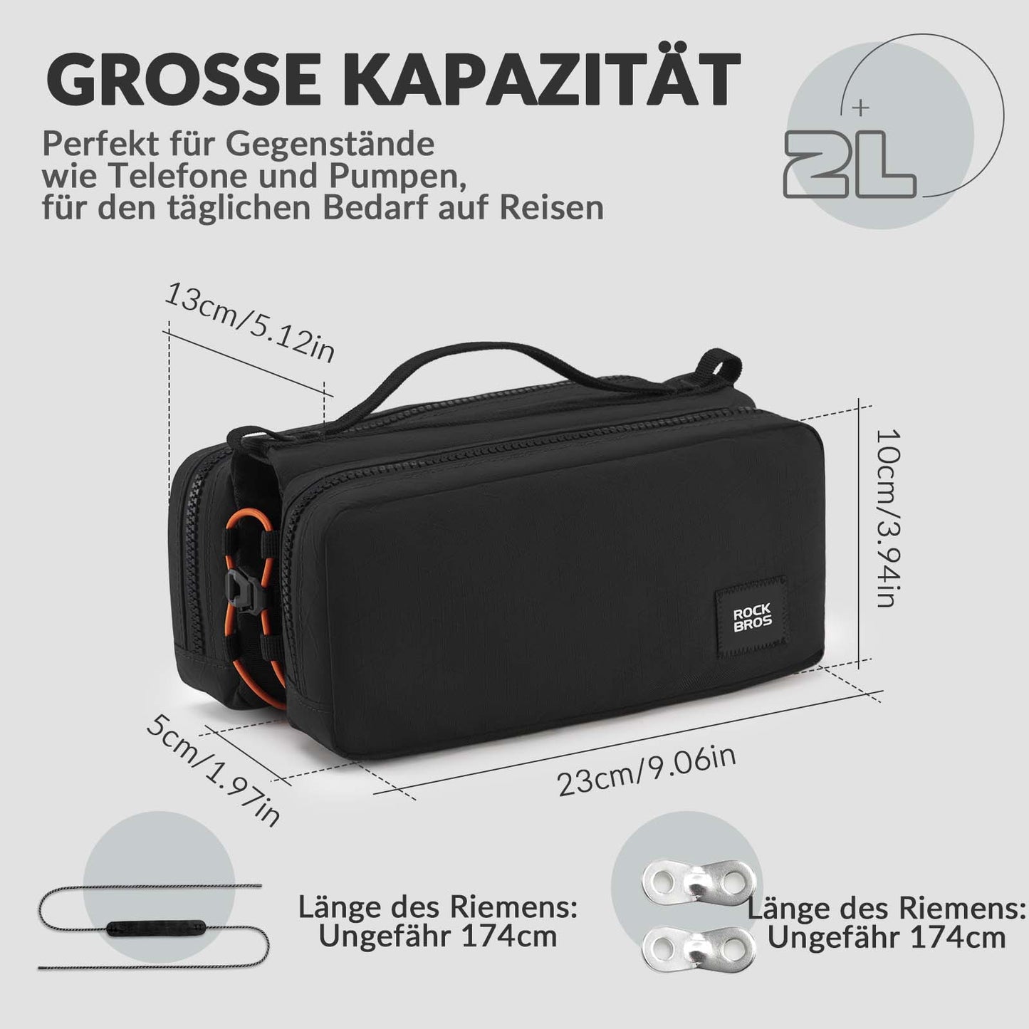 Cykelsteltaske med skulderrem, overrørstaske ROCKBROS