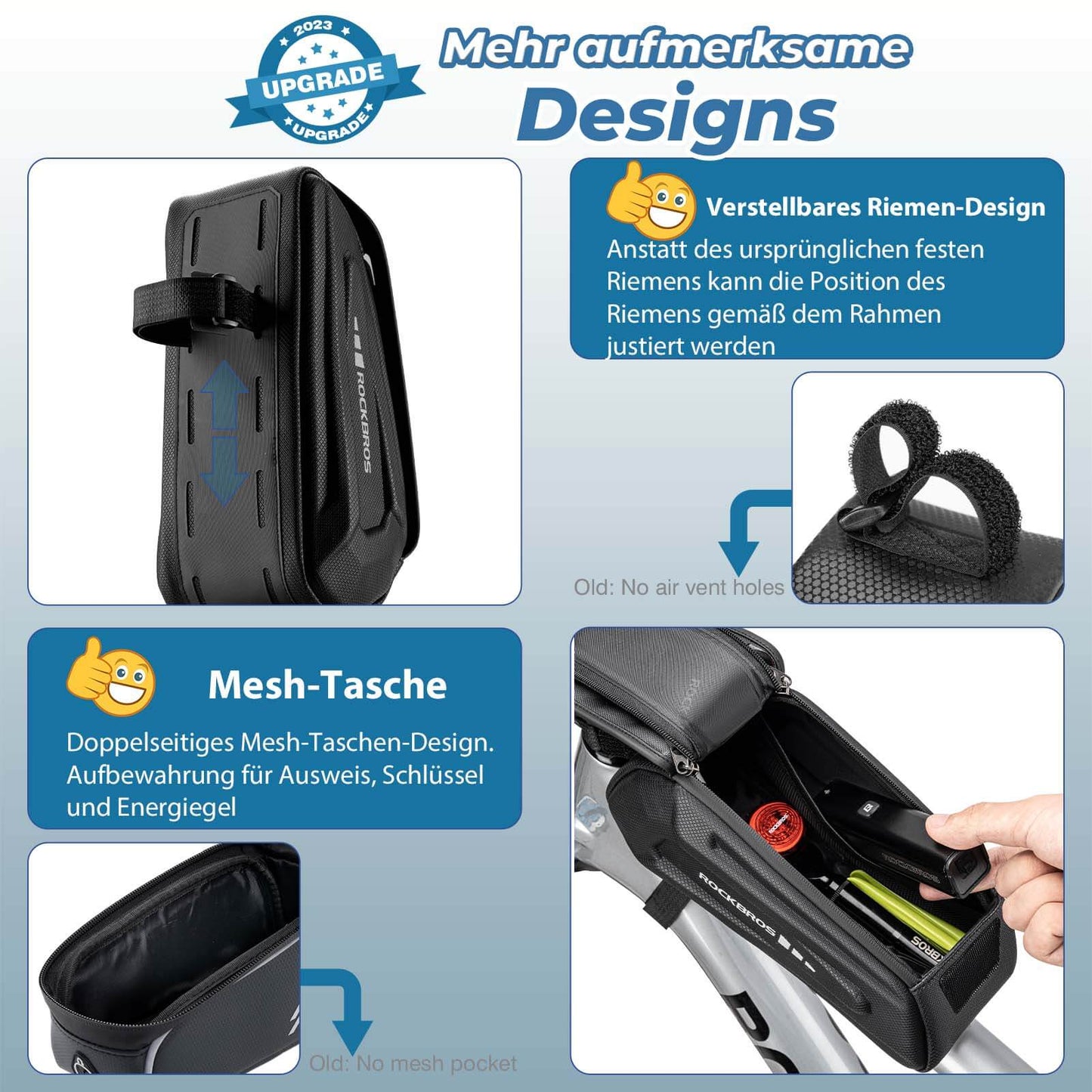 Vandtæt cykeltaske, mobiltelefonetui til 6,8-tommer touchscreen-smartphones, ROCKBROS