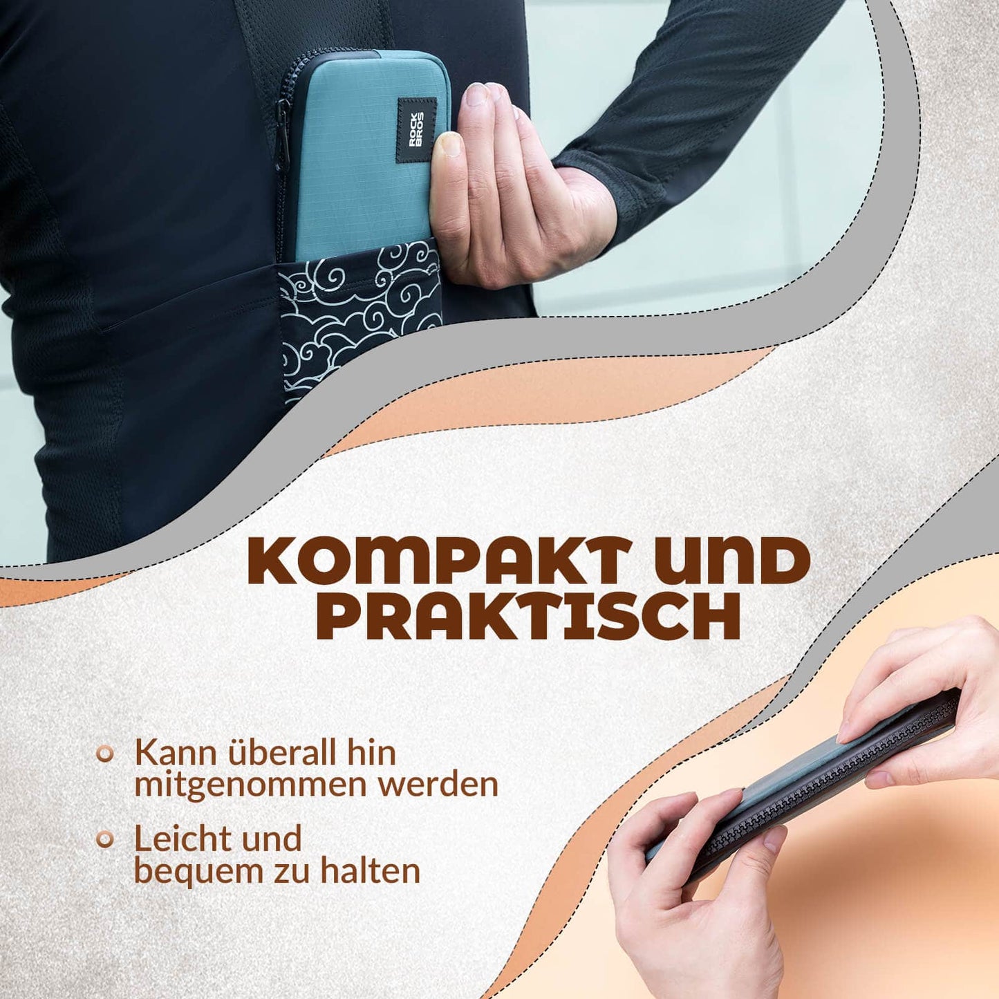 Pung, pung, møntpung, telefonetui til kreditkort og nøgler, ROCKBROS