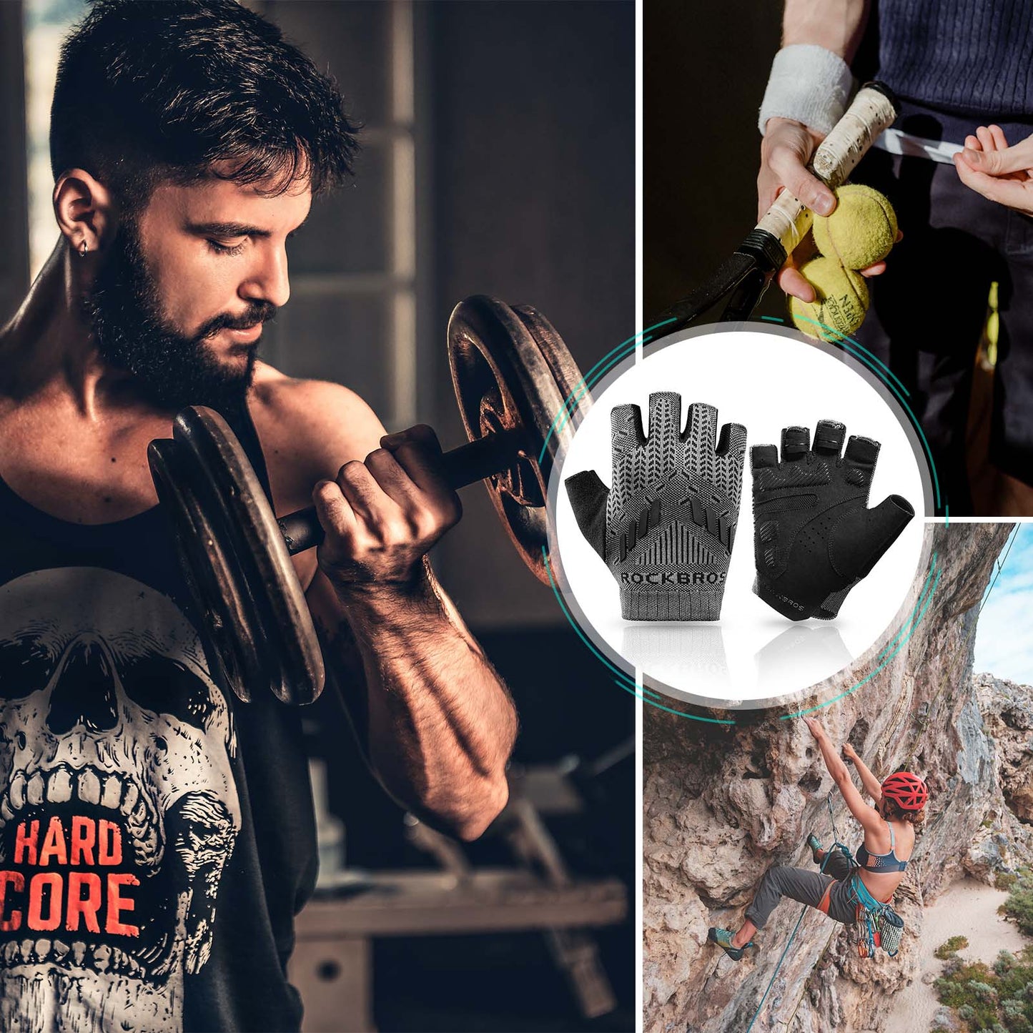 ROCKBROS cykelhandsker med halv finger, sommer, herre