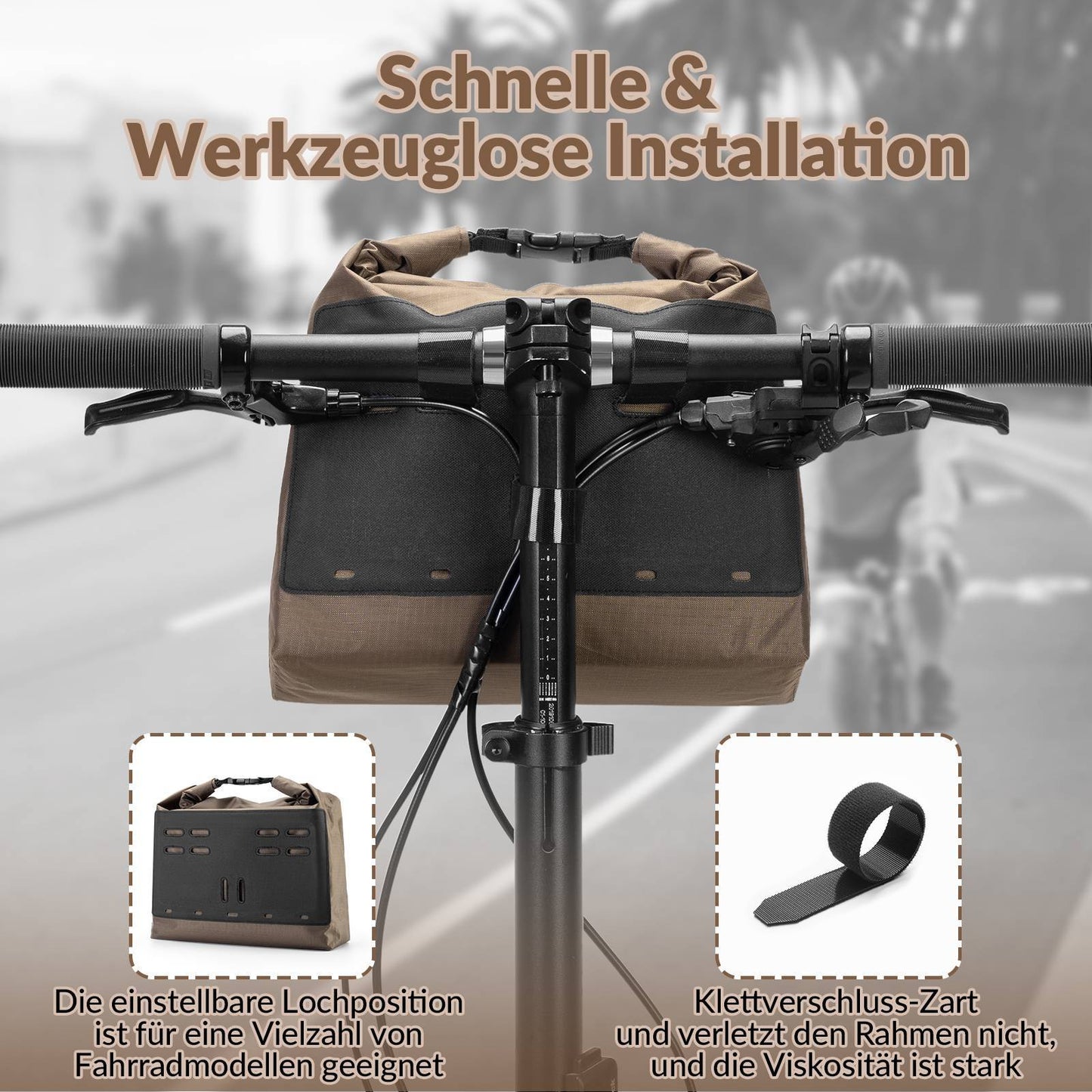 Styrtaske, vandtæt cykelkurv, fronttaske, justerbar 2,5L-4L, ROCKBROS