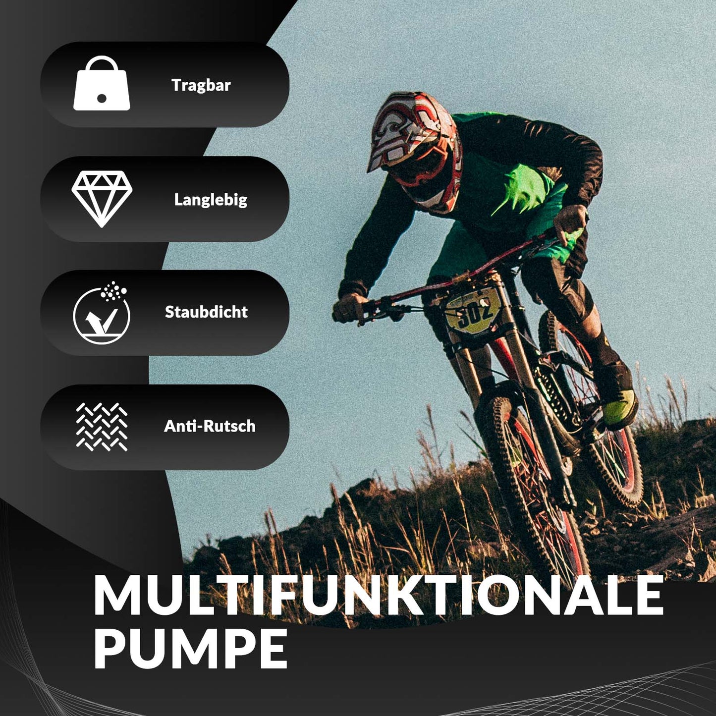 ROCKBROS håndpumpe i aluminium til Schrader- og Presta-ventiler