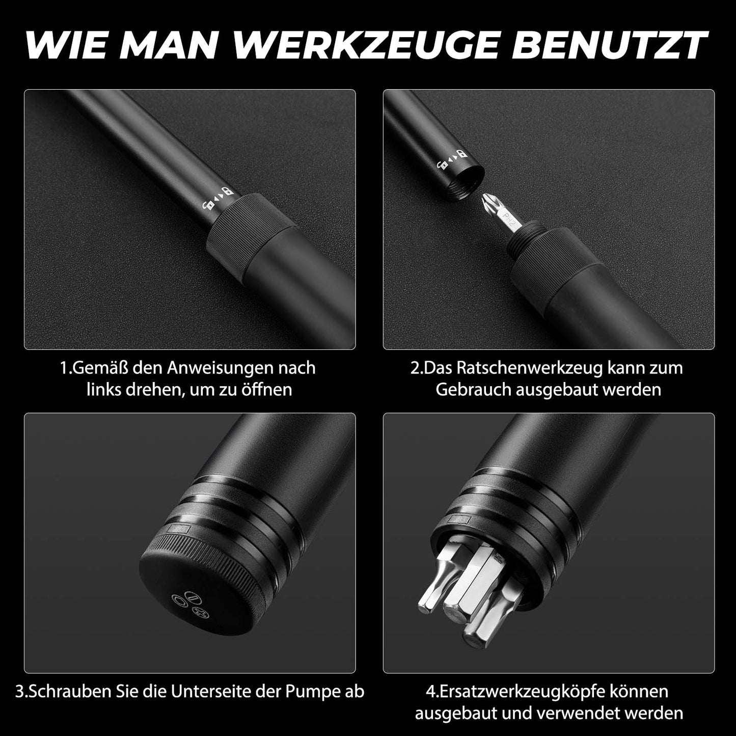 Mini cykelluftpumpe med skraldenøgle 80 PSI aluminium ROCKBROS