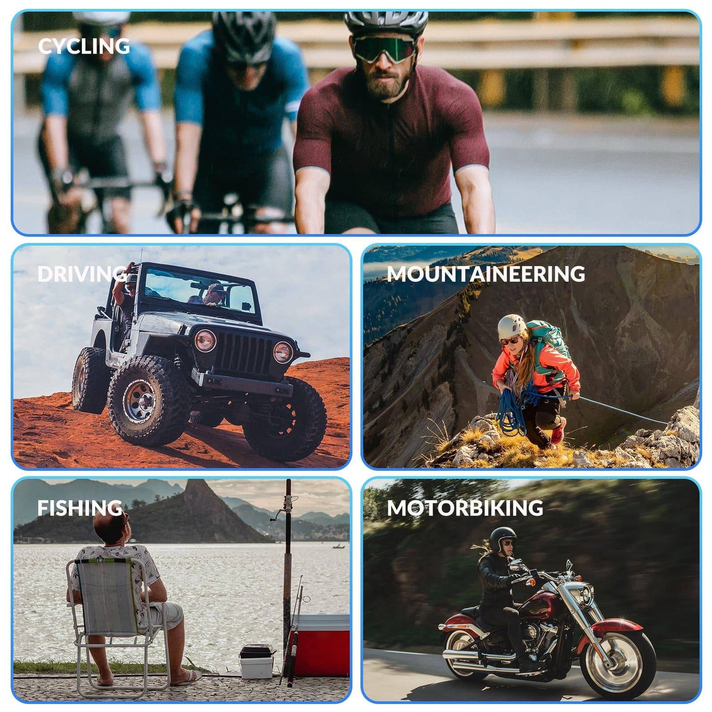 Fotokromiske HD cykelbriller til udendørsaktiviteter, blå, ROCKBROS