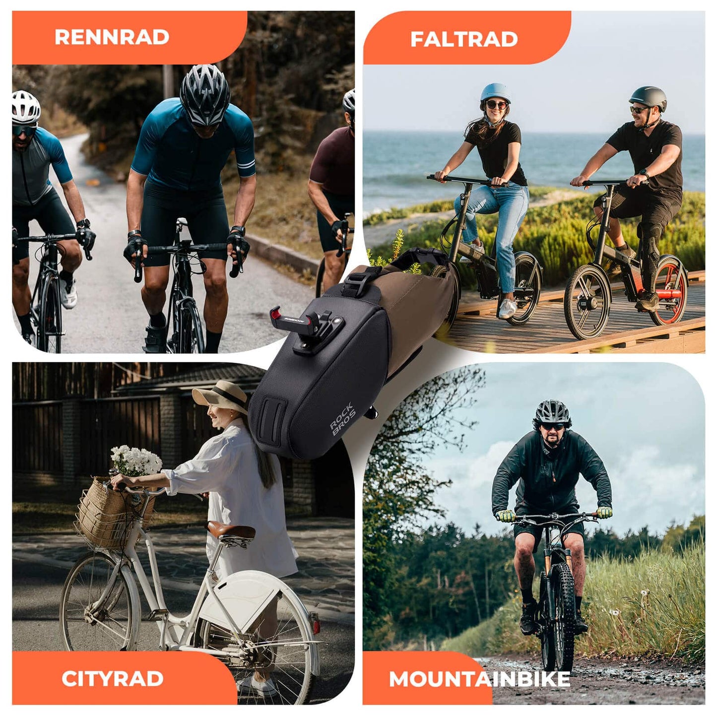 Sadeltaske, vandtæt cykeltaske, udvidelig med inderlomme, ROCKBROS