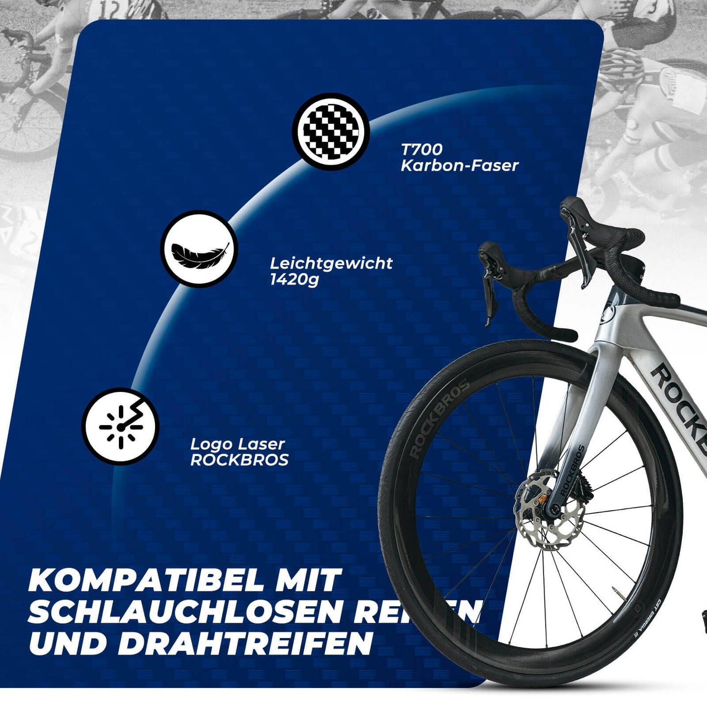 T700 Carbon Hjulsæt 28" 50mm Skivebremse Gennemgående Hjulsæt til Landevejscykler og SHIMANO 8-12 Speed 24 Eger 36T Stållejer ROCKBROS