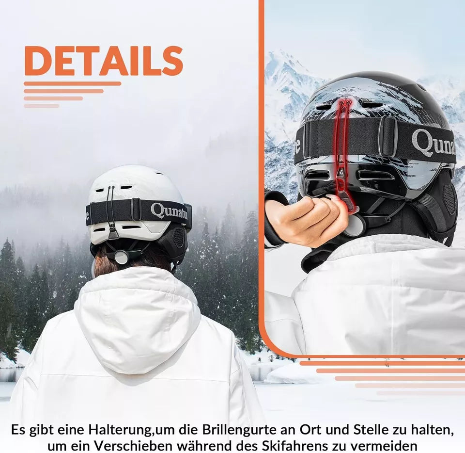 Qunature snowboard/skihjelm med høreværn snowboardhjelm til kvinder og mænd 54-61cm