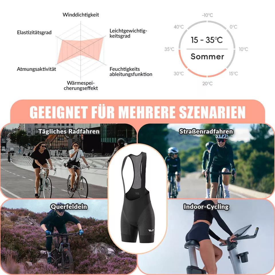 ROCKBROS TVI polstrede landevejsbikeshorts med stropper til kvinder