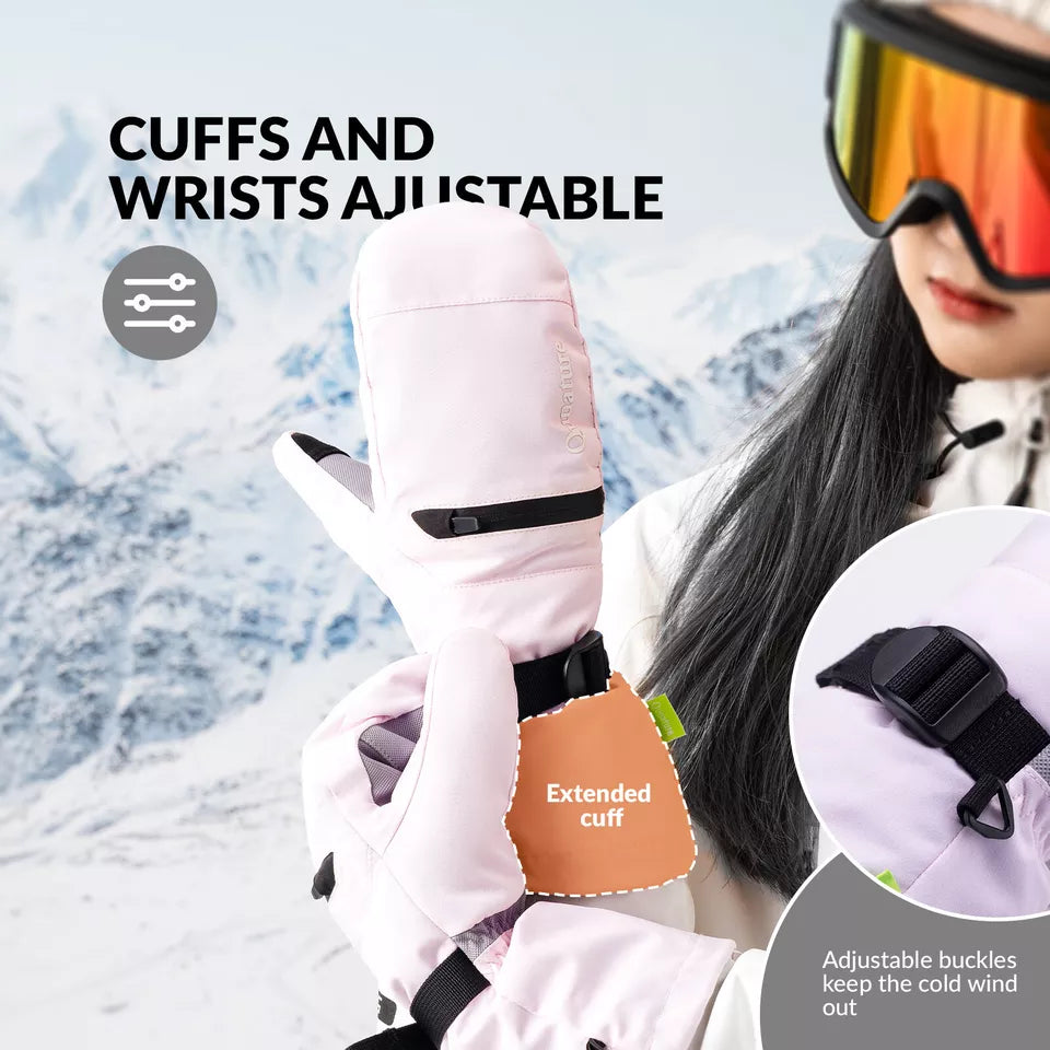 Qunature Warm Ski Handsker Vandtætte Snowboard Handsker XS-XL Dame/Mænd