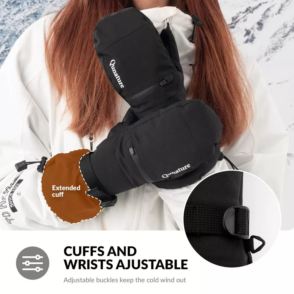 Qunature Warm Ski Handsker Vandtætte Snowboard Handsker XS-XL Dame/Mænd