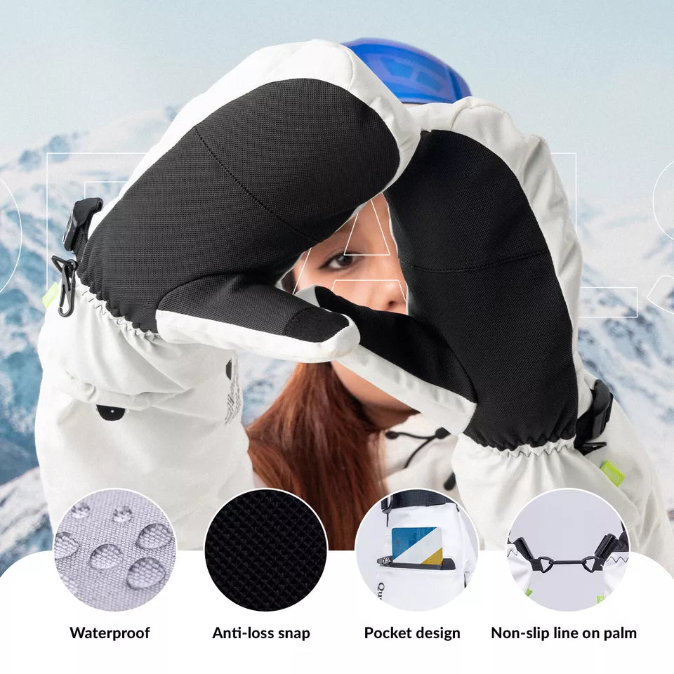 Qunature Warm Ski Handsker Vandtætte Snowboard Handsker XS-XL Dame/Mænd