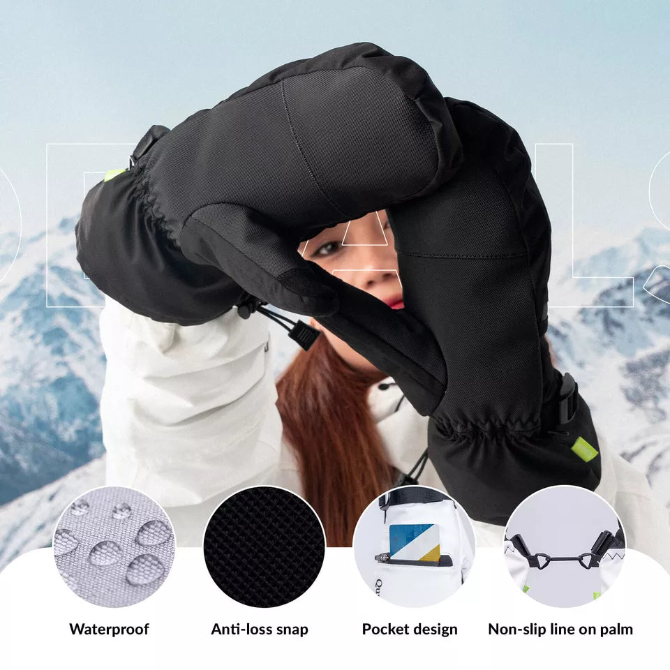 Qunature Warm Ski Handsker Vandtætte Snowboard Handsker XS-XL Dame/Mænd