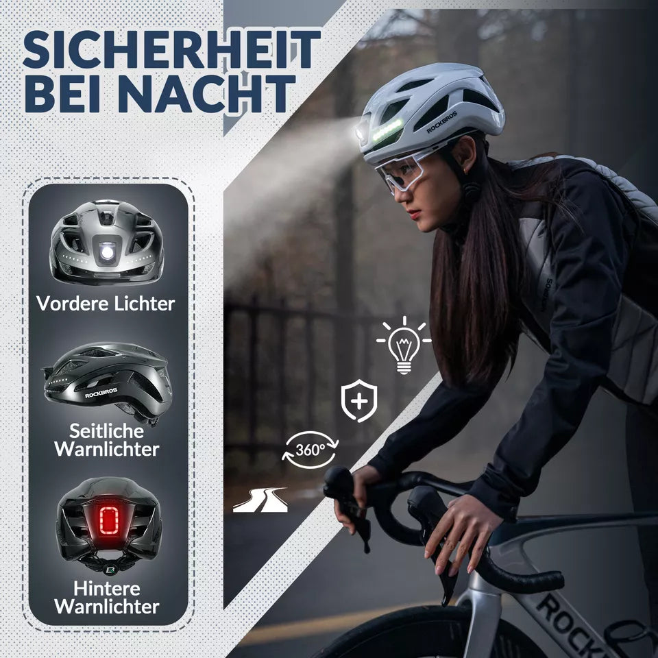 ROCKBROS cykelhjelm cykelhjelm med sikkerhedsadvarselslys beskyttelseshjelm 57-61 cm