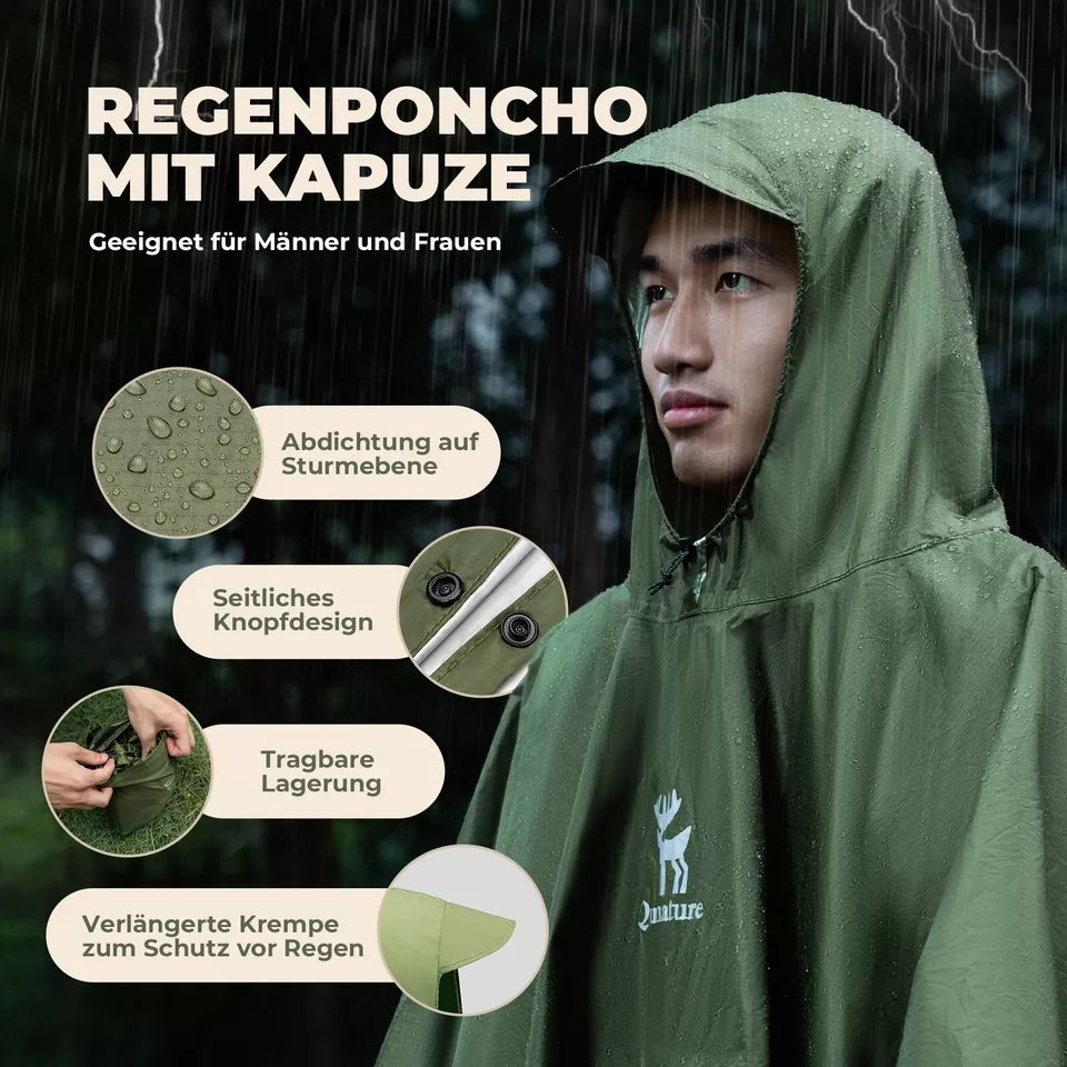 Qunature Outdoors Multifunktionel regn Poncho Cykelregn Cape Rain Poncho
