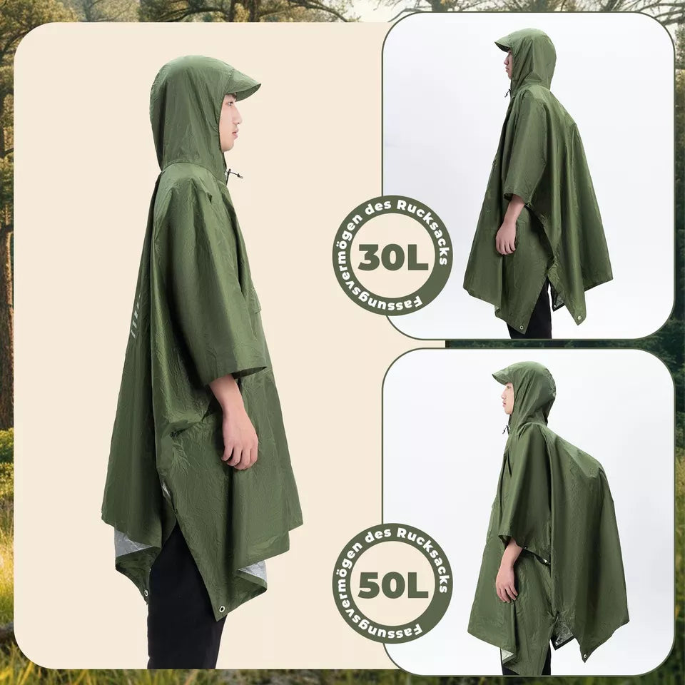 Qunature Outdoors Multifunktionel regn Poncho Cykelregn Cape Rain Poncho